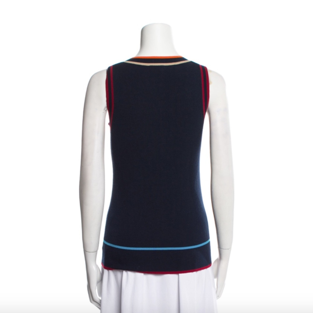 Akris Punto Women's Blue Colorblock Rib Knit Tank Top - Picture 4 of 10